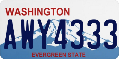 WA license plate AWY4333