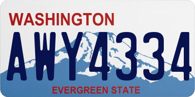 WA license plate AWY4334