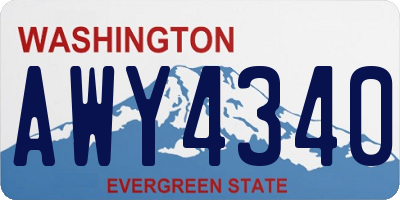 WA license plate AWY4340