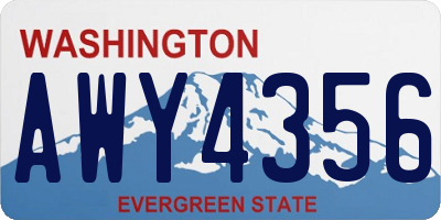 WA license plate AWY4356