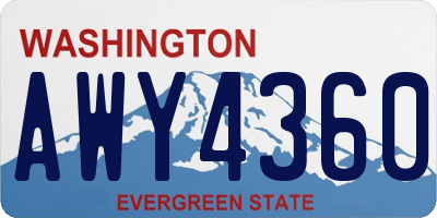 WA license plate AWY4360