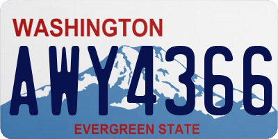 WA license plate AWY4366