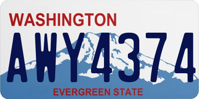 WA license plate AWY4374