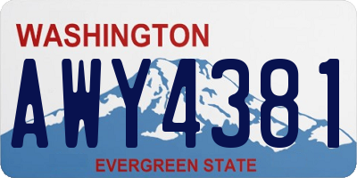 WA license plate AWY4381
