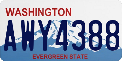 WA license plate AWY4388
