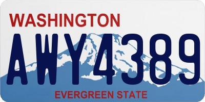 WA license plate AWY4389