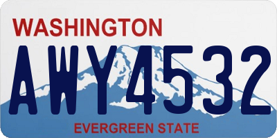 WA license plate AWY4532
