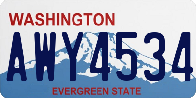 WA license plate AWY4534