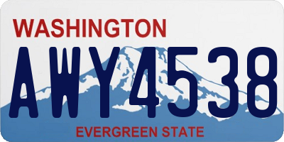 WA license plate AWY4538