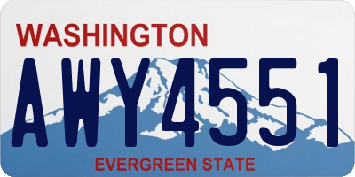 WA license plate AWY4551