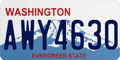 WA license plate AWY4630