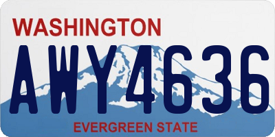 WA license plate AWY4636