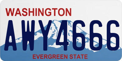 WA license plate AWY4666