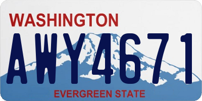 WA license plate AWY4671