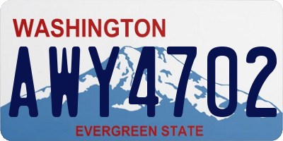 WA license plate AWY4702
