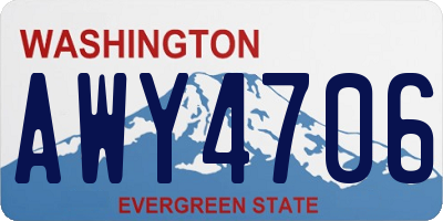 WA license plate AWY4706