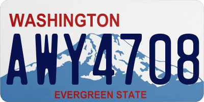 WA license plate AWY4708