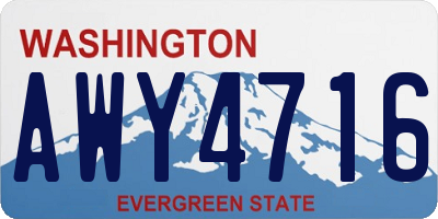 WA license plate AWY4716