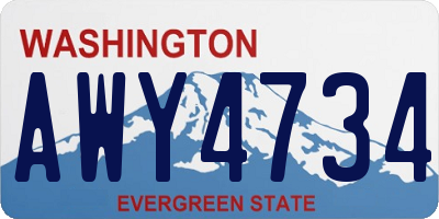 WA license plate AWY4734