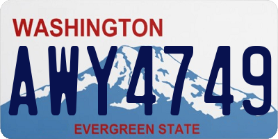WA license plate AWY4749