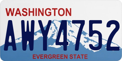 WA license plate AWY4752