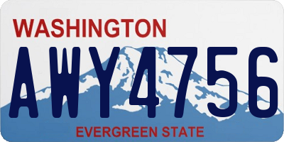 WA license plate AWY4756