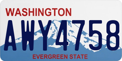 WA license plate AWY4758