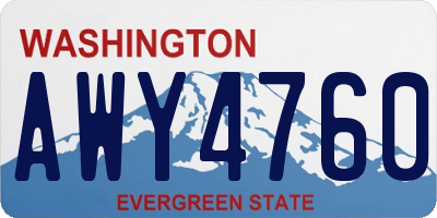 WA license plate AWY4760