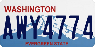 WA license plate AWY4774