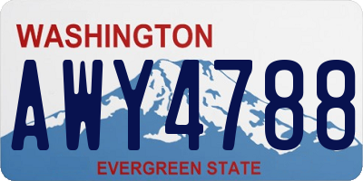 WA license plate AWY4788