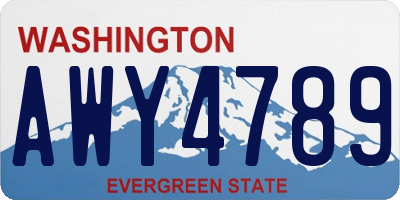 WA license plate AWY4789