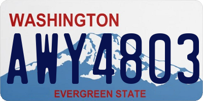 WA license plate AWY4803