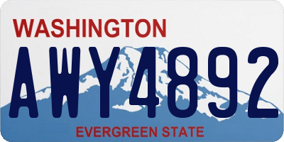 WA license plate AWY4892
