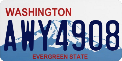 WA license plate AWY4908
