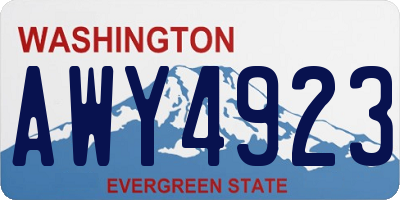 WA license plate AWY4923