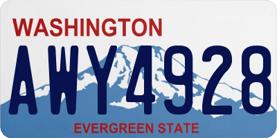 WA license plate AWY4928