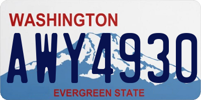WA license plate AWY4930