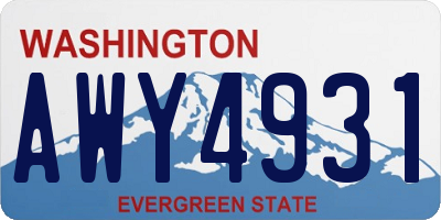 WA license plate AWY4931