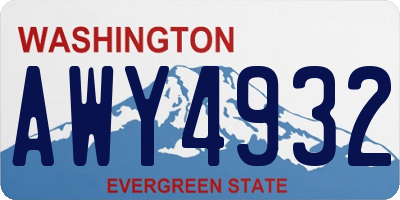 WA license plate AWY4932