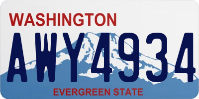 WA license plate AWY4934