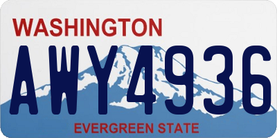 WA license plate AWY4936
