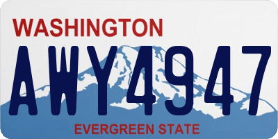WA license plate AWY4947
