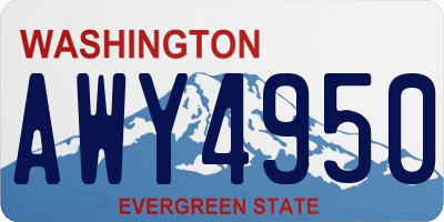 WA license plate AWY4950