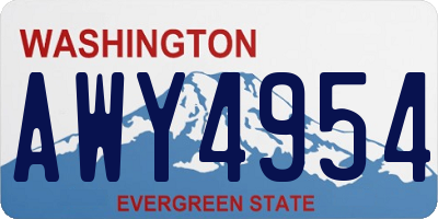 WA license plate AWY4954