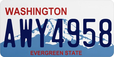 WA license plate AWY4958