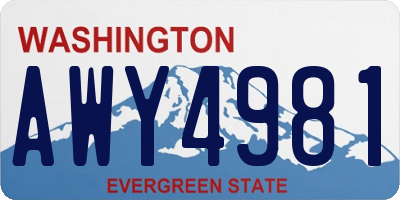 WA license plate AWY4981