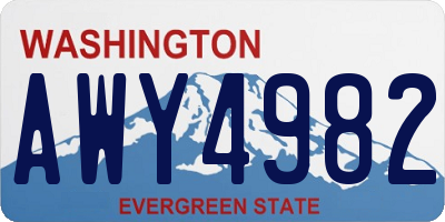 WA license plate AWY4982