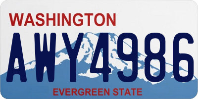 WA license plate AWY4986