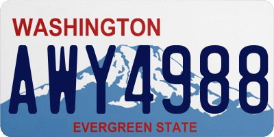 WA license plate AWY4988