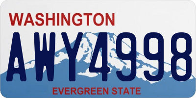 WA license plate AWY4998